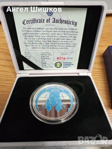 Цветна сребърна монета Eastern Caribbean EC8 Silver Anguilla 1 oz, снимка 4 - Нумизматика и бонистика - 54241737