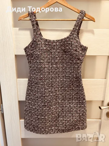 ZARA къса туидена рокля с пайети, размер XS