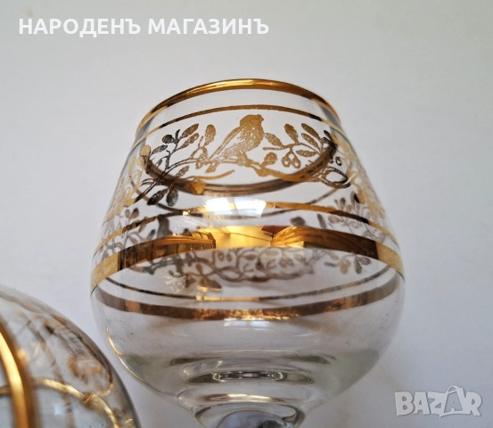 Нов немски златен сервиз чаши за ракия и аперитив – 6 броя, снимка 9 - Други ценни предмети - 54220190
