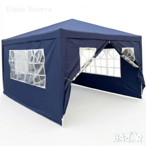 Градинска шатра павилион 3x4x2.5 м бяла – Парти шатра със стени, 4 прозореца и вход с цип, снимка 5 - Градински мебели, декорация  - 55451640