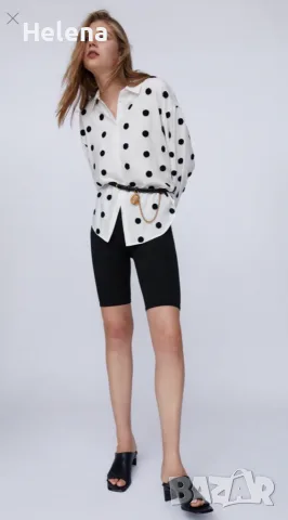 Оригинална риза Zara на точки – релефна материя размер М, снимка 3 - Ризи - 55553184