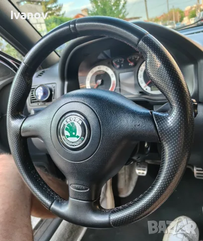 Трилъчов кожен волан за Skoda Octavia mk1, Fabia mk1 ергономичен #волан за шкода , снимка 2 - Части - 55399364