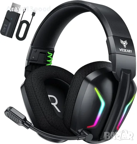 WESEARY WG1 Безжични геймърски слушалки с микрофон – 2.4GHz, Bluetooth 5.0, RGB, до 50 часа работа