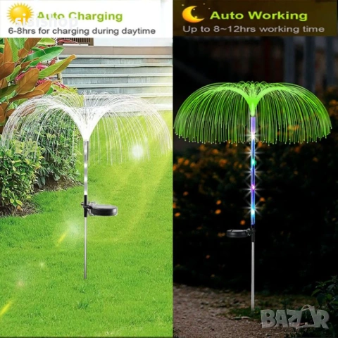 Декоративна соларна лампа Медуза с цветно LED осветление и метално колче 4469, снимка 6 - Соларни лампи - 53977793