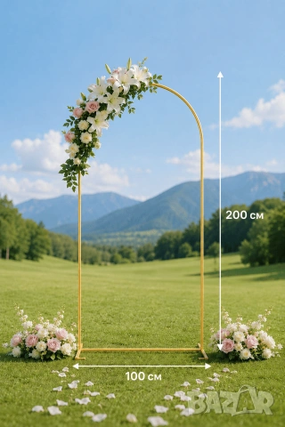Метална златна арка 200/100 см златна