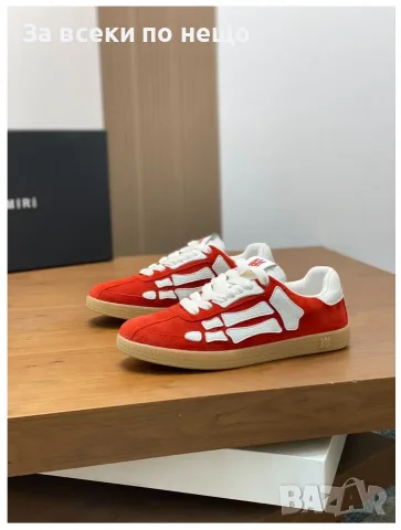 Amiri Skel Top Low Suede Red Дамски Маратонки👟Мъжки Маратонки Код ch34