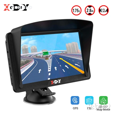 НОВА 7" GPS Навигация XGODY за Камион – Козирка, БГ говор, Карти 2026