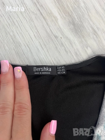 Bershka металик боди с дълъг ръкав – XS, снимка 3 - Корсети, бюстиета, топове - 55525575