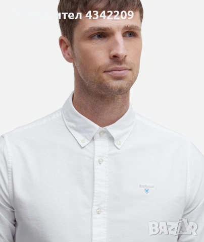 риза Barbour Oxford Tailored Shirt White, снимка 3 - Ризи - 55224193