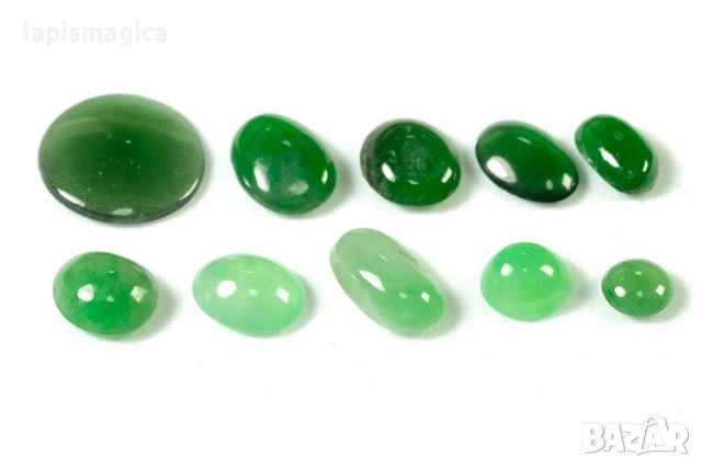 10 бр естествен зелен жадеит нефрит 2.80ct кабошони от Мианмар