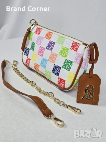 Нова дамска чанта Steve Madden с цветен монограм, снимка 2 - Чанти - 54355076