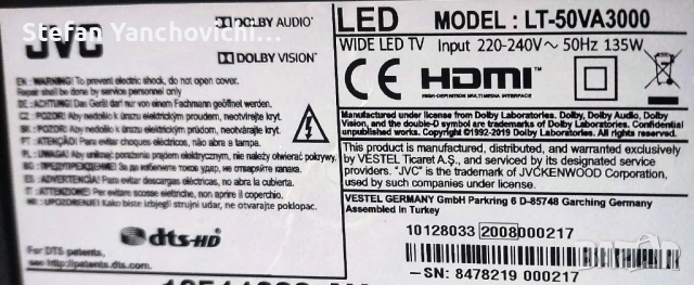T-CON платка за телевизор JVC LT-50VA3000. CCPD-TC495-008 V4.0, снимка 3 - Части и Платки - 54650008