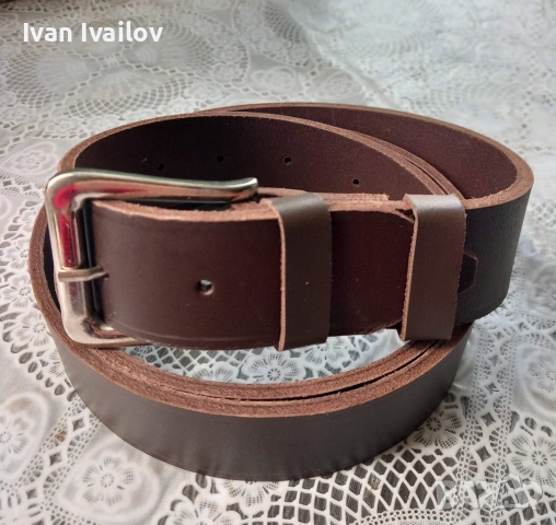Масивен мъжки колан – ЕСТЕСТВЕНА КОЖА – Тъмен Шоколад – Ръчна изработка (135 см), снимка 3 - Колани - 54123156
