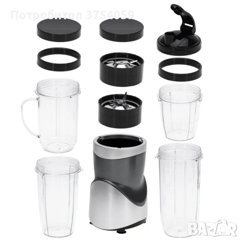 Мощен блендер за смутита с пълен комплект чаши и бутилки - BPA Free, импулсен режим, снимка 7 - Блендери - 55155435