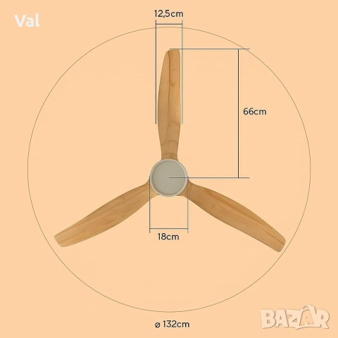 Таванен вентилатор с LED светлина -50% отстъпка - Brizy Bright Ceiling Fan, снимка 6 - Вентилатори - 54544475