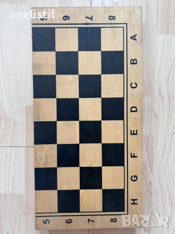Дървен комплект 3 в 1 – Шах, Табла и Дама (20 × 40 см, сгънат)