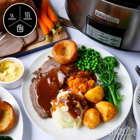Crock-Pot CSC063X-01 Уред за бавно готвене , 7.5 л Digital, Керамичен съд, Стъклен капак, Inox, снимка 5 - Мултикукъри - 54133709