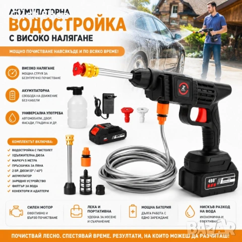 Акумулаторна водоструйка с 2 батерии 48V