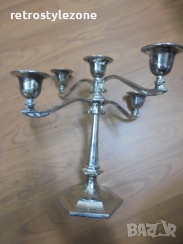 № 8691 Стар метален свещник с 5 гнезда – класически канделабър 