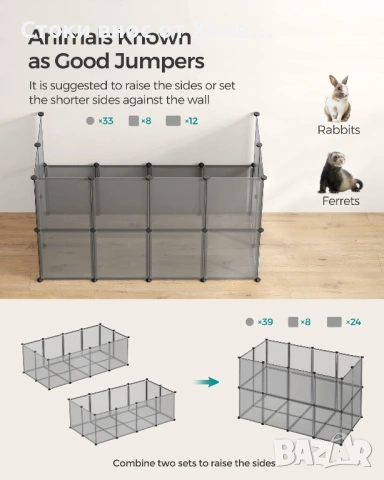 Заграждение за домашни любимци с под, клетка за малки животни, DIY пластмасова клетка, вътрешна коша, снимка 4 - За гризачи - 54648906