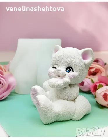3D коте въздушна целувка силиконов молд форма свещи гипс сапун смола фондан декорация торта , снимка 2 - Форми - 55535230