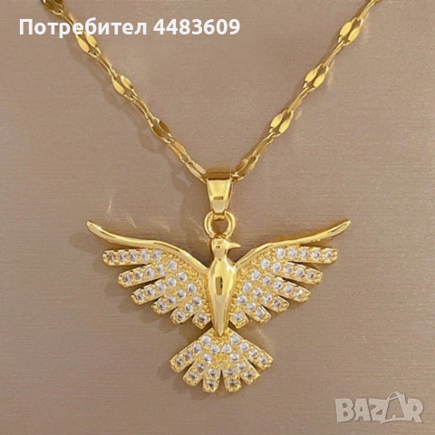 Позлатено колие " Феникс " , снимка 4 - Колиета, медальони, синджири - 54160870