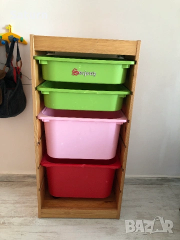 Съхранение на играчки, дървена секция, дърво масив, ИКЕА, IKEA Trofast, снимка 3 - Мебели за детската стая - 54145437