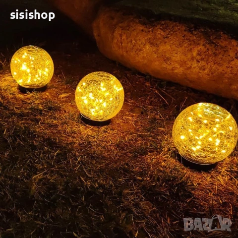 Водоустойчива декоративна лампа „Кристална топка“ за външно осветление 4472, снимка 6 - Соларни лампи - 53977635