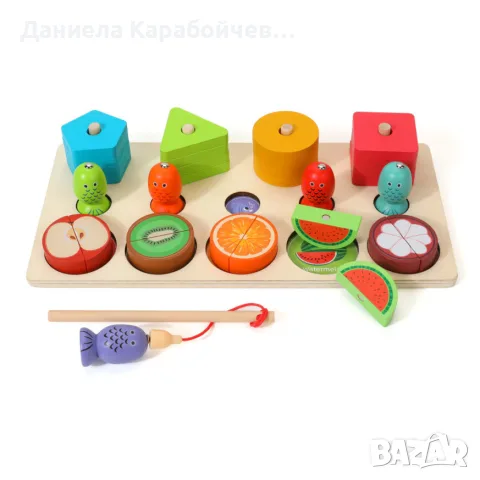 Дървен сортер с риболов - 3 в 1, снимка 2 - Образователни игри - 55574604