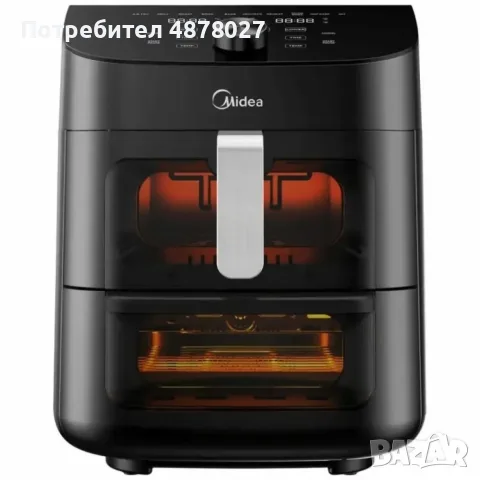 Еър Фрайър 2 в 1 - 11L - Midea MAD1100DADK - С две зони за готвене, 10 програми и 360° циркулация на, снимка 16 - Фритюрници - 55513640