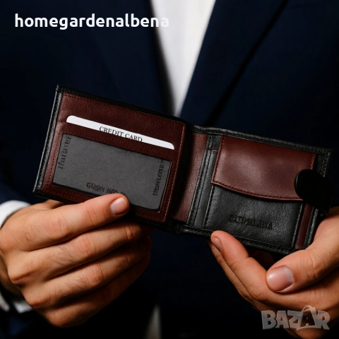 Мъжки портфейл NAKISA естествена кожа с кутия — различни цветове