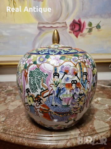 Прекрасна антикварна колекционерска порцеланова китайска купа урна буркан Satsuma 