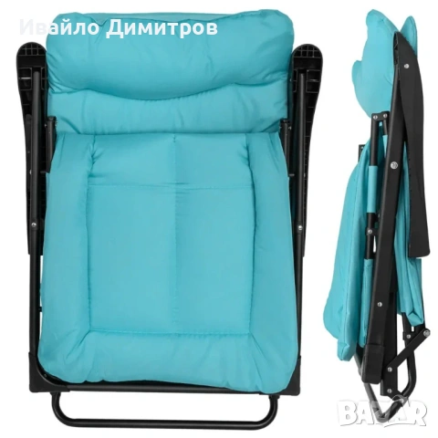 Сгъваем стол-шезлонг - Син, снимка 3 - Столове - 54215579