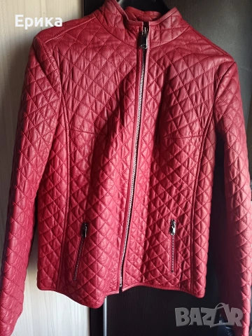 Червено кожено дамско яке естествена кожа 