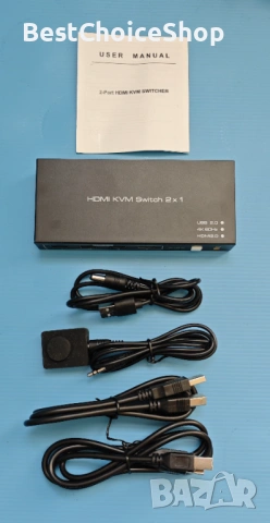 2-Port HDMI KVM Switch 2x1 (8K 60Hz)!, снимка 2 - Кабели и адаптери - 54940297
