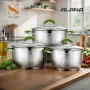 Комплект тенджери Swissgold Alana – 3 броя с капак от неръждаема стомана с 5-слойно капсулно дъно, снимка 1