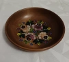 Винтидж ръчно рисувана дървена купа/чиния, снимка 2