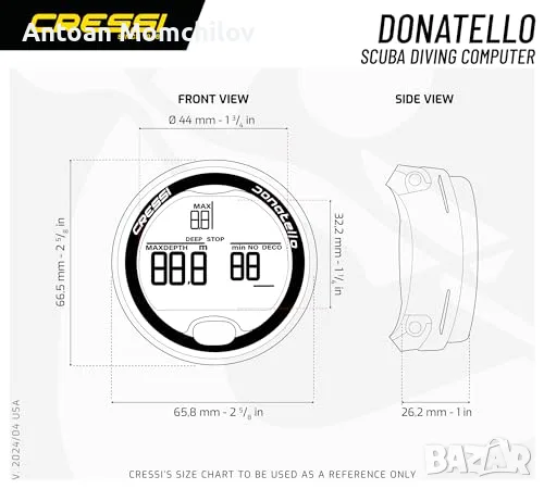 Компютър за гмуркане Cressi Donatello Bluetooth, снимка 4 - Водни спортове - 55302191