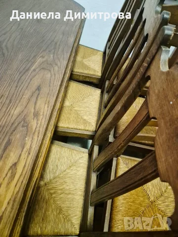 Комплект от 6 стола със седалки от ратан, снимка 7 - Столове - 55517595