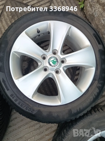 Оригинални джанти Шкода Йети Октавия 16" 5х112 с гуми Skoda YETI OCTAVIA 5x112 Michelin 205/55/16, снимка 11 - Гуми и джанти - 55285664