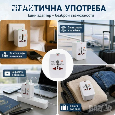Универсален адаптер за пътуване за Европа Великобритания САЩ и над 150 държави, снимка 6 - Друга електроника - 29243015