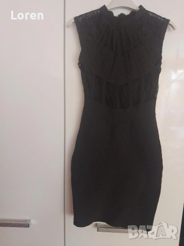 💄💜Като нова!💄💜Рокля бандаж с черна дантела , снимка 2 - Рокли - 54880983