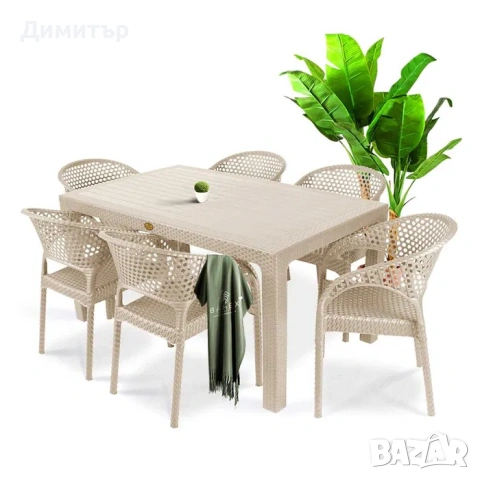 Елегантен комплект маса + 6 или 4 стола 4 цвята и размери маси МОД.3, снимка 3 - Маси - 54234989