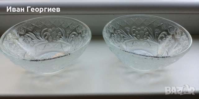 Стъклени купи, чиния, снимка 2 - Сервизи - 55076298