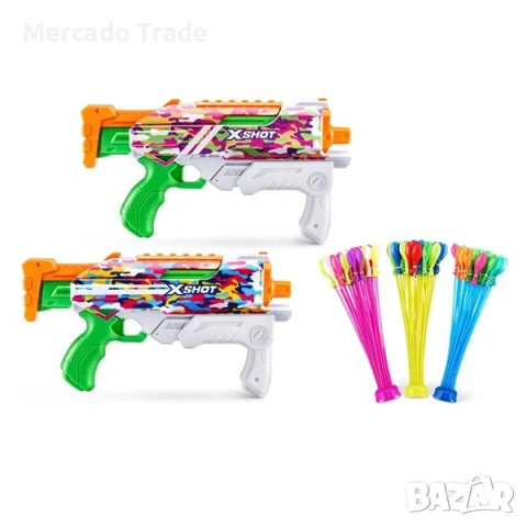 Комплект 2 водни пистолети с резервни водни бомбички за деца Mercado Trade, Цветен
