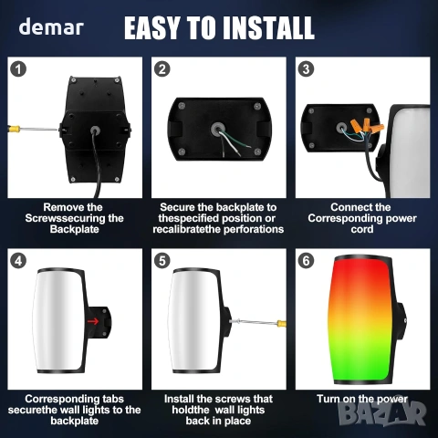 Смарт външни LED аплици/стенни лампи за монтаж (RGB, Wi‑Fi + дистанционно) Govee, снимка 2 - Външни лампи - 55219347