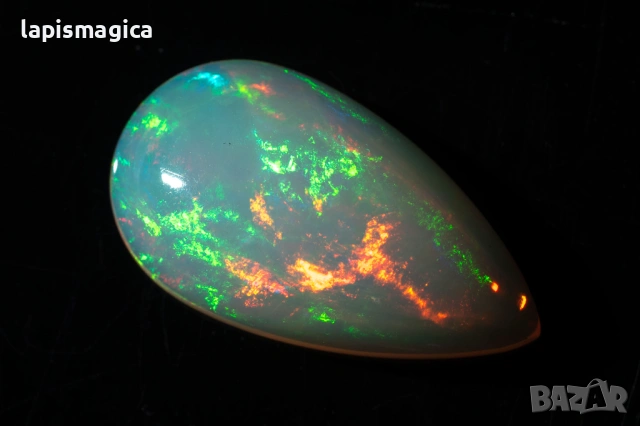 Естествен етиопски опал 3.74ct капка кабошон, снимка 5 - Други - 54371095