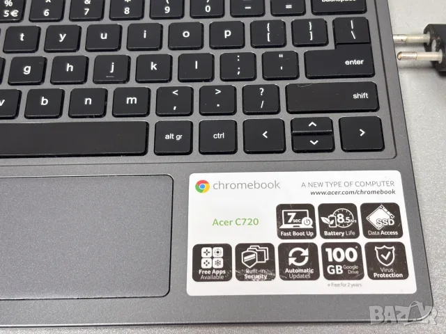 ЛАПТОП Acer Chromebook C720 ZHN Celeron N957U 2GB 16GB 1366x768 клас A - Chrome OS, снимка 10 - Лаптопи за дома - 55509851