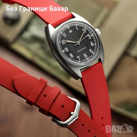 Нова червена FKM каишка за часовник 18mm гумена водоустойчива със стоманена катарама, снимка 4 - Каишки за часовници - 54653444