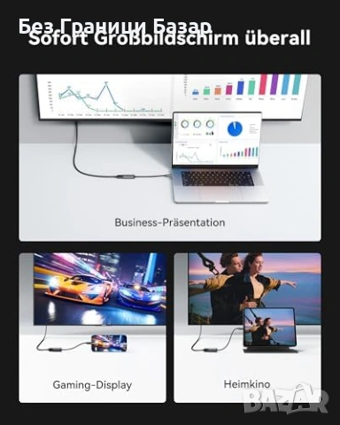 Нов INIU 4K 60Hz USB-C HDMI адаптер за лаптоп телефон таблет MacBook iPhone Samsung, снимка 3 - Друга електроника - 54046718